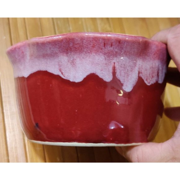 John Garro Studio Art Pottery Pink Red Drip Glaze Apple Baker Signed Old Fort NC - Picture 6 of 11
